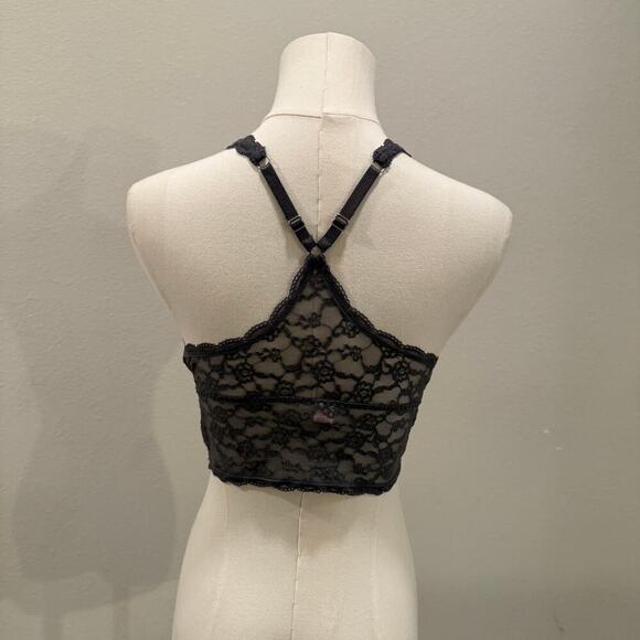 Victoria’s Secret Gray Lace Longline Bralette Racerback Size M Lingerie Sexy - Picture 2 of 4